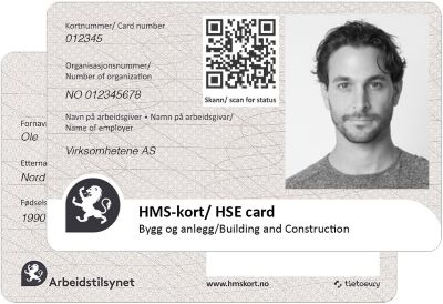 Bildet viser hvordan HMS-kortet for bygg og anlegg ser ut.